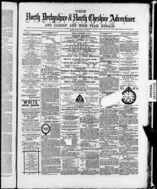 cover page of North Derbyshire & North Cheshire Advertiser published on September 18, 1885