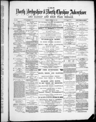cover page of North Derbyshire & North Cheshire Advertiser published on February 28, 1890