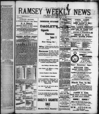 cover page of Ramsey Weekly News published on February 28, 1894