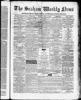 cover page of Seaham Weekly News published on July 6, 1866