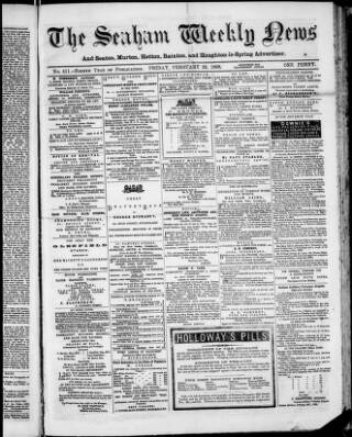 cover page of Seaham Weekly News published on February 28, 1868