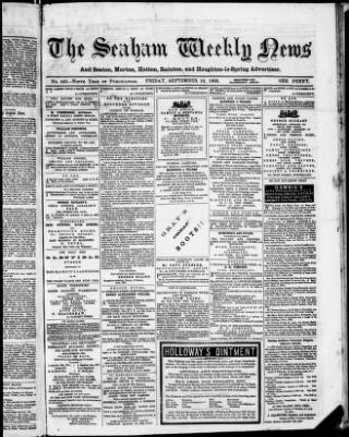 cover page of Seaham Weekly News published on September 18, 1868