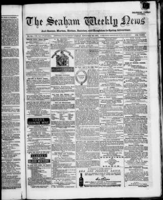 cover page of Seaham Weekly News published on November 30, 1877