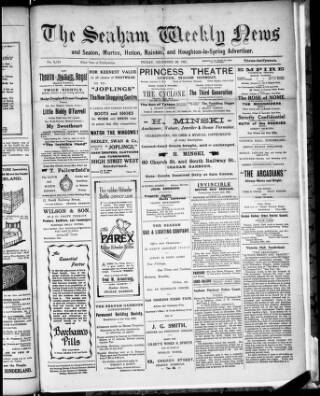 cover page of Seaham Weekly News published on December 30, 1921