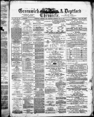cover page of Greenwich and Deptford Chronicle published on May 29, 1875