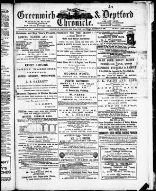 cover page of Greenwich and Deptford Chronicle published on December 30, 1882