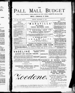 cover page of Pall Mall Budget published on December 30, 1881