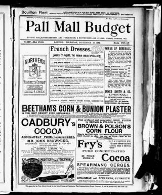 cover page of Pall Mall Budget published on September 18, 1890