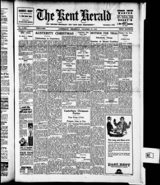 cover page of Kent Herald published on December 30, 1942