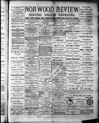 cover page of Norwood Review and Crystal Palace Reporter published on November 30, 1895