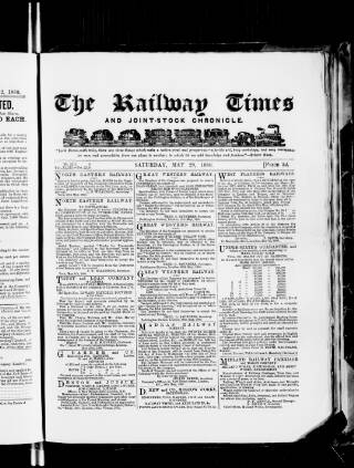 cover page of Railway Times published on May 29, 1880