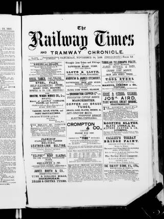 cover page of Railway Times published on November 30, 1889