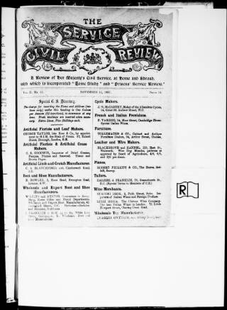 cover page of Prisons' Service Review published on November 15, 1897