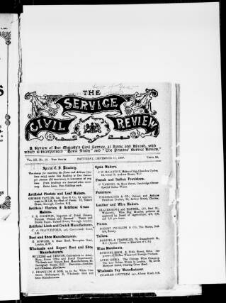 cover page of Prisons' Service Review published on December 11, 1897