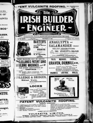 cover page of The Dublin Builder published on December 30, 1905