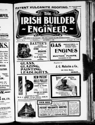 cover page of The Dublin Builder published on September 18, 1909