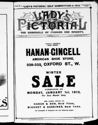 cover page of Lady's Pictorial published on December 30, 1911