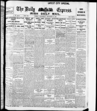 cover page of Dublin Daily Express published on September 18, 1918