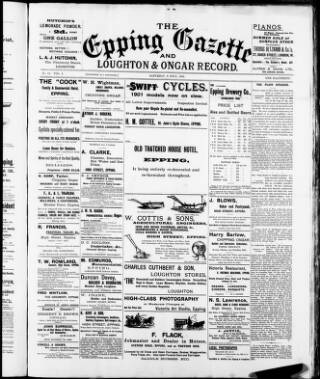 cover page of Epping and West Essex Gazette published on July 6, 1901