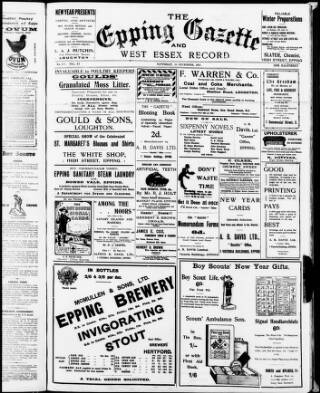 cover page of Epping and West Essex Gazette published on December 30, 1911
