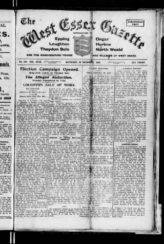 cover page of Epping and West Essex Gazette published on November 30, 1918