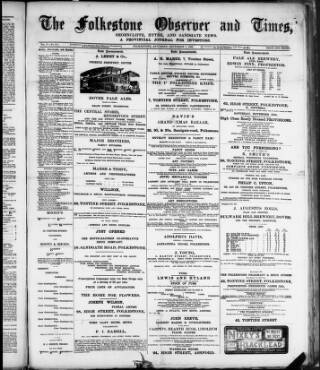 cover page of Folkestone Observer published on December 7, 1889