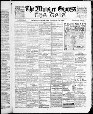 cover page of Munster Express published on September 18, 1897