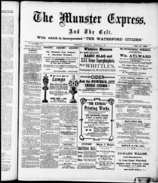 cover page of Munster Express published on December 30, 1911