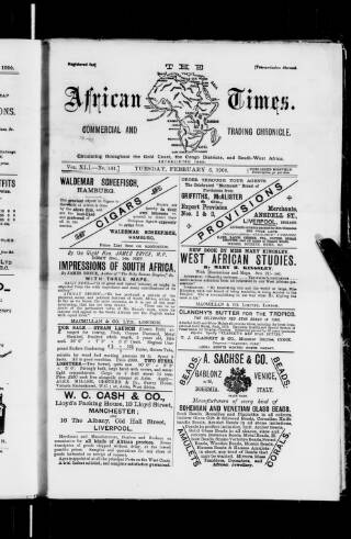 cover page of African Times published on February 6, 1900