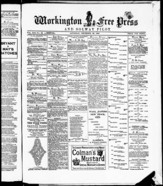 cover page of Workington Free Press and Solway Pilot published on December 30, 1882