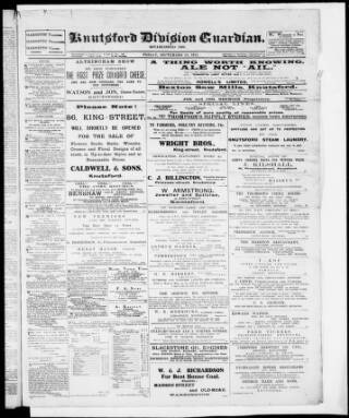 cover page of Knutsford Guardian published on September 29, 1911