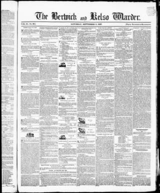 cover page of Berwick Warder published on September 9, 1837