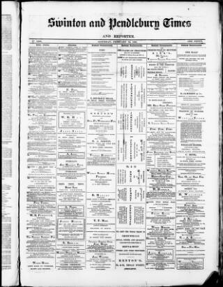 cover page of Swinton and Pendlebury Times published on February 16, 1889