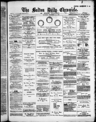 cover page of Bolton Daily Chronicle published on September 18, 1890