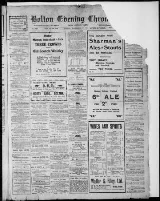 cover page of Bolton Daily Chronicle published on December 30, 1910