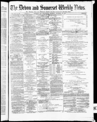 cover page of Devon and Somerset News published on December 30, 1880