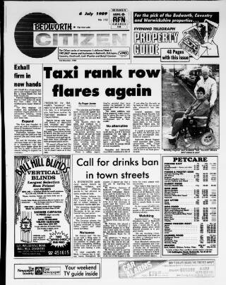 cover page of Bedworth Citizen published on July 6, 1989