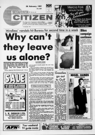 cover page of Bedworth Citizen published on February 28, 1991