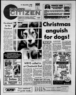cover page of Kenilworth Citizen published on December 13, 1990