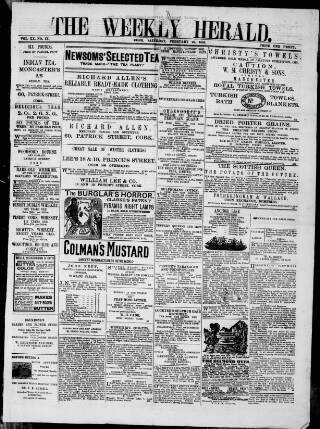 cover page of Cork Weekly Herald published on February 28, 1885
