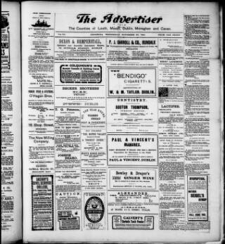 cover page of Drogheda Advertiser published on November 30, 1904