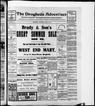 cover page of Drogheda Advertiser published on July 6, 1912