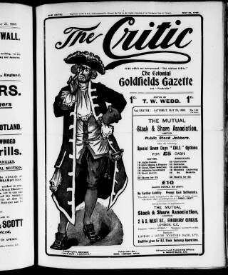 cover page of African Critic published on May 29, 1909