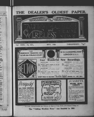 cover page of Talking Machine News published on May 1, 1926