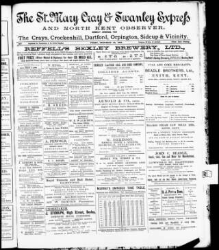 cover page of St. Mary Cray & Swanley Express published on December 30, 1904