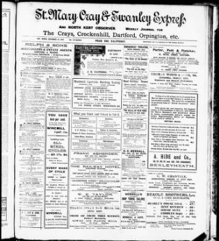 cover page of St. Mary Cray & Swanley Express published on September 18, 1914