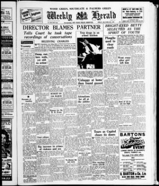 cover page of Wood Green and Southgate Weekly Herald published on February 28, 1958