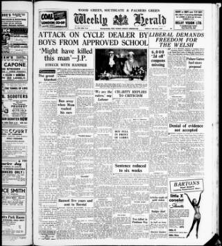 cover page of Wood Green and Southgate Weekly Herald published on May 29, 1959