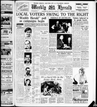 cover page of Wood Green and Southgate Weekly Herald published on September 18, 1964