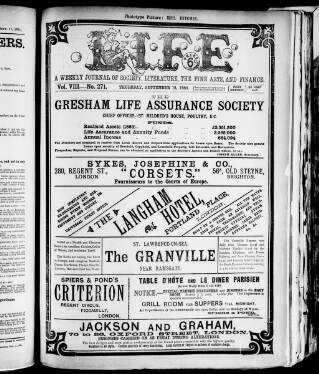 cover page of Life published on September 18, 1884
